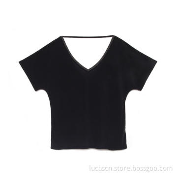 Women's Deep V Neck Short Sleeve T-shirt